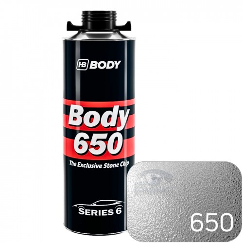 BODY 650 антигравийное покрытие окрашиваемое, 1 л, евробаллон под пистолет, серый