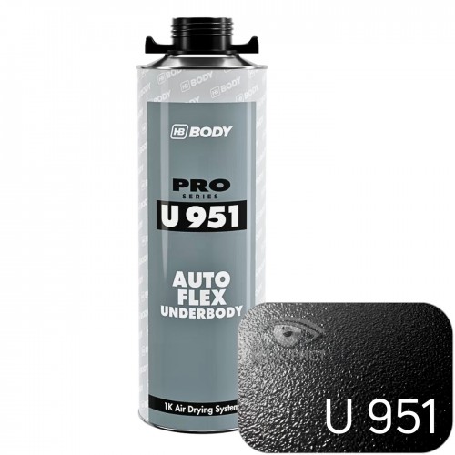 BODY U951 AUTOFLEX антигравийное покрытие окрашиваемое, 1 л, евробаллон под пистолет, черный