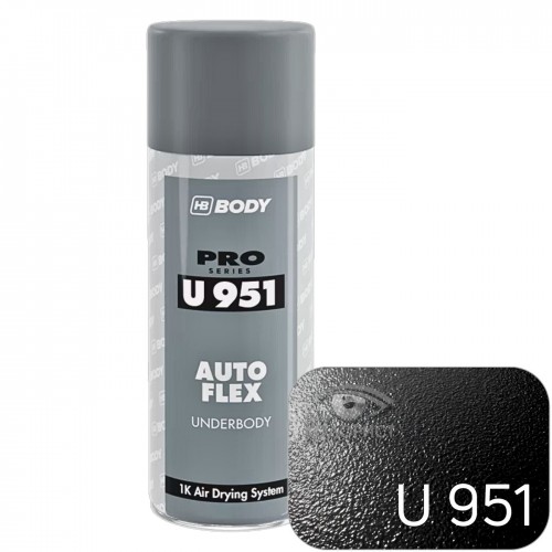 BODY U951 AUTOFLEX антигравийное покрытие спрей окрашиваемое, 400 мл, аэрозольный баллончик, черный