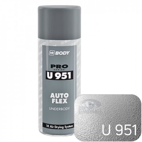 BODY U951 AUTOFLEX антигравийное покрытие спрей окрашиваемое, 400 мл, аэрозольный баллончик, серый