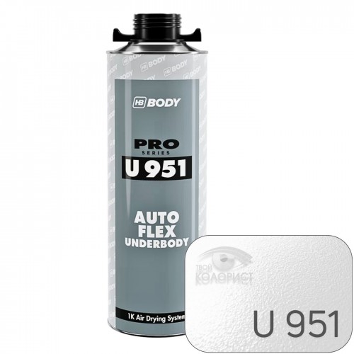 BODY U951 AUTOFLEX антигравийное покрытие окрашиваемое, 1 л, евробаллон под пистолет, белый