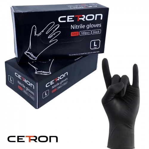 CETRON NG Ess нитриловые перчатки L (50 пар), черный