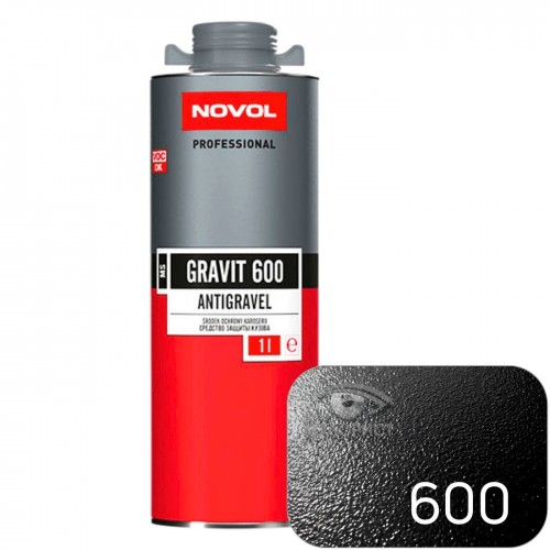 NOVOL GRAVIT 600 антигравийное покрытие окрашиваемое, 1 л,  евробаллон под пистолет, черный