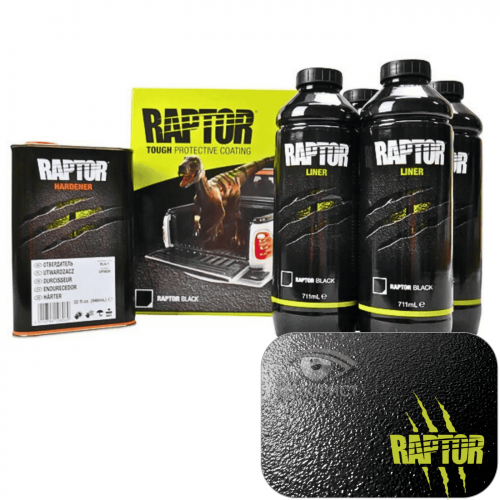 U-POL RAPTOR защитное полиуретановое покрытие, 3.8 л комплект,  евробаллон под пистолет, черный