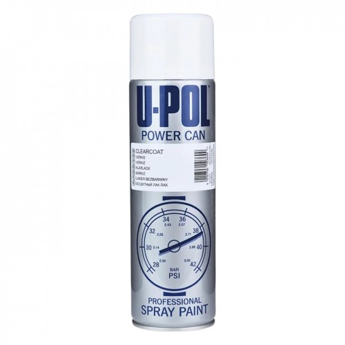 U-POL POWER CAN CLEARCOAT лак акриловый 1К, 500 мл, аэрозоль