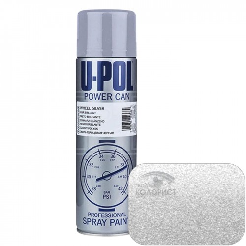 U-POL POWER CAN WHEEL SILVER краска для дисков, 500 мл, аэрозоль, серебро